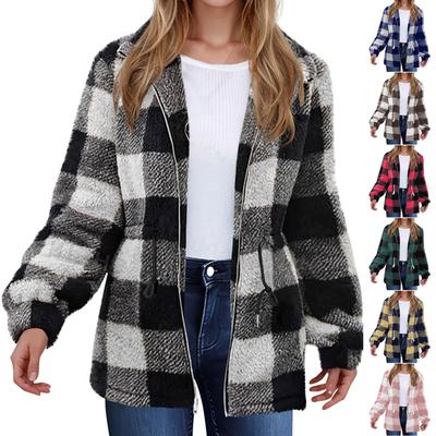 Женская и зимняя свободная повседневная плюшевая куртка с длинными рукавами и капюшоном на молнии