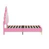 Upholstered Bed 90x200cm, Crown-shaped Princess Bed, Slatted Frame, LED Color-changing Light, PU Material, Adult/youth, Without Mattress