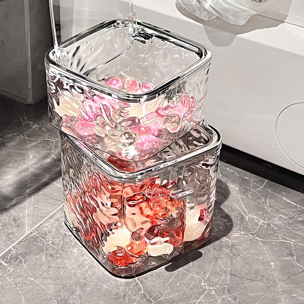 Laundry Pods Container Multi-Function Clear Storage Box for Washing Capsules Holder Coffee Capsules Organizer Desktop Trash Can