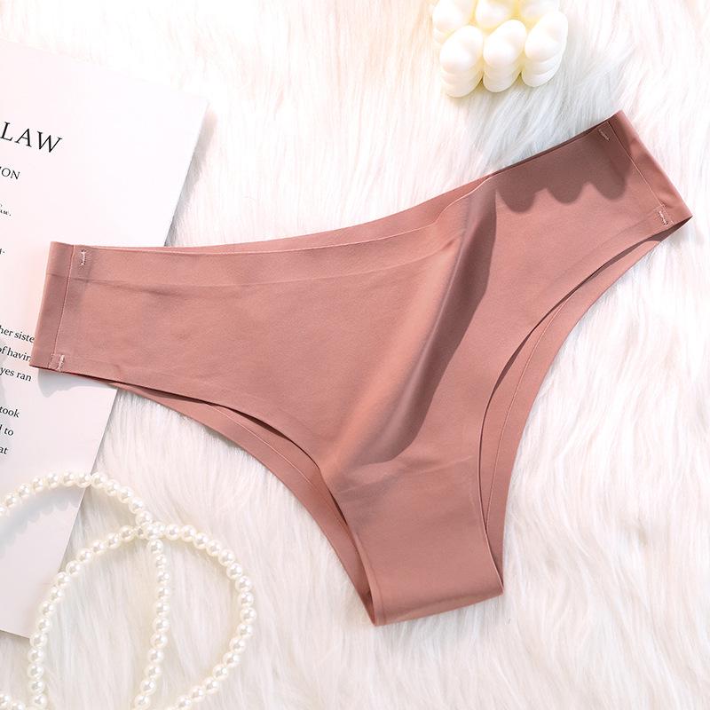 Ice Silk Seamless Mid-Waist Thong - Breathable & Comfortable Women's Panties