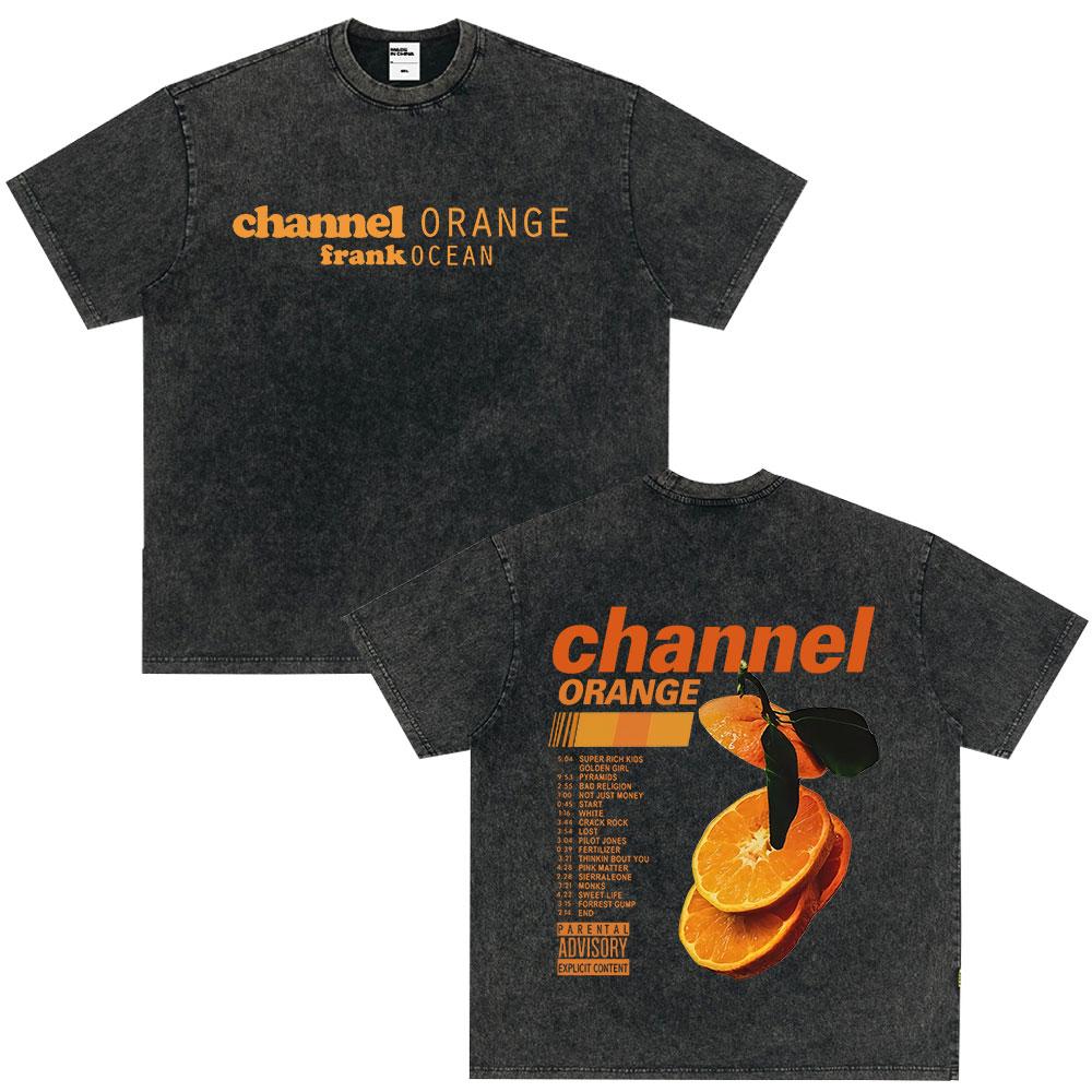 Frank Channel Orange Vintage Washed T Shirt Blond R&B Album T-shirt Men's Women Fashion Hip Hop Short Sleeve Oversized T-shirts