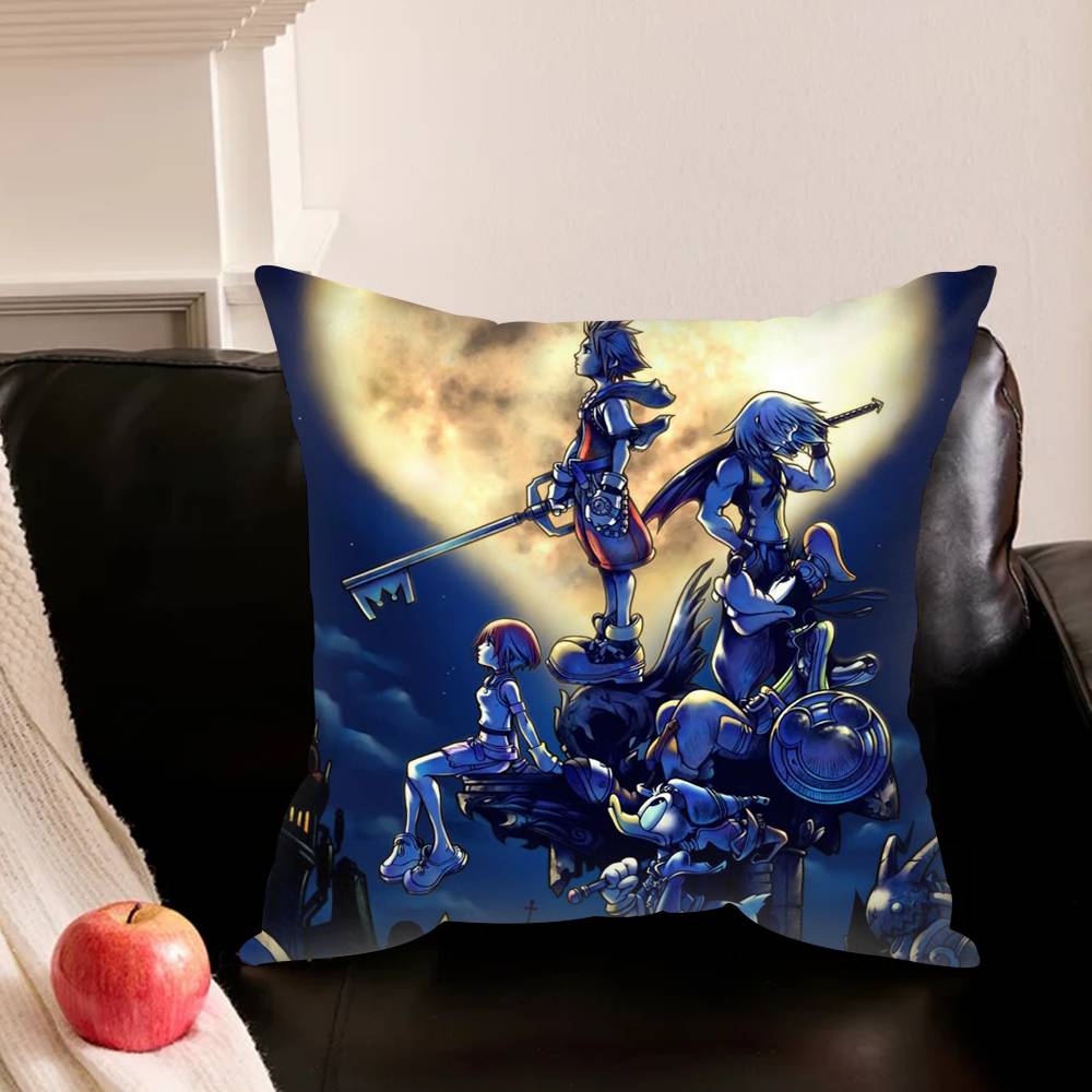 K-Kingdoms Hearts-S G-Game Pillowcase For Sofa Room Office Decor Printing Protector Cushion Cover Valentine Gift Custom
