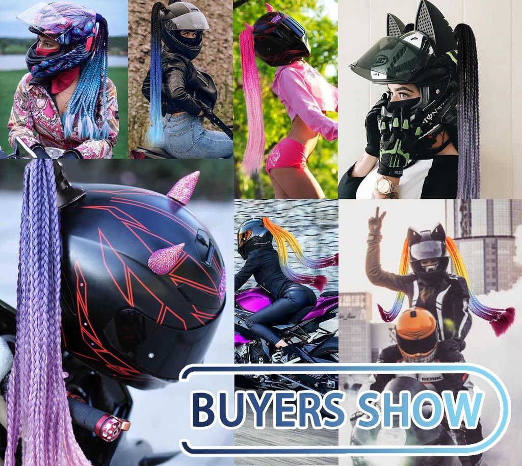 24-дюймовый шлем, косички, хвостик для женщин, мотоциклетный шлем, косички, хвостик для мотоцикла, косички, хвостик с присоской