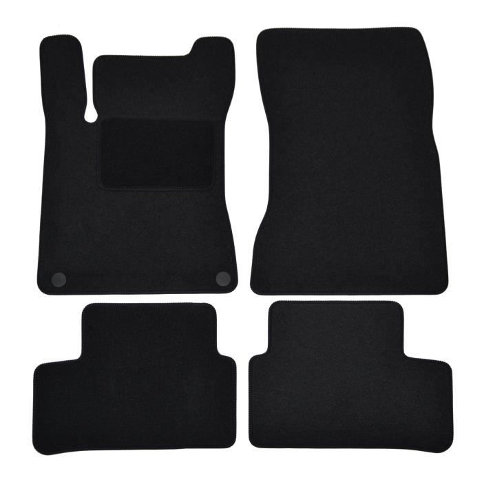 Tapis De Sol - Mercedes - A-class W117 - Velours Noir - 4 Pièces - Antidérapant - Sur Mesure