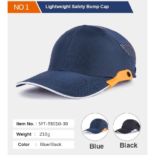 Men Black Safety Bump Cap With Reflective Stripes Lightweight and Breathable Hard Hat Head Protection Cap