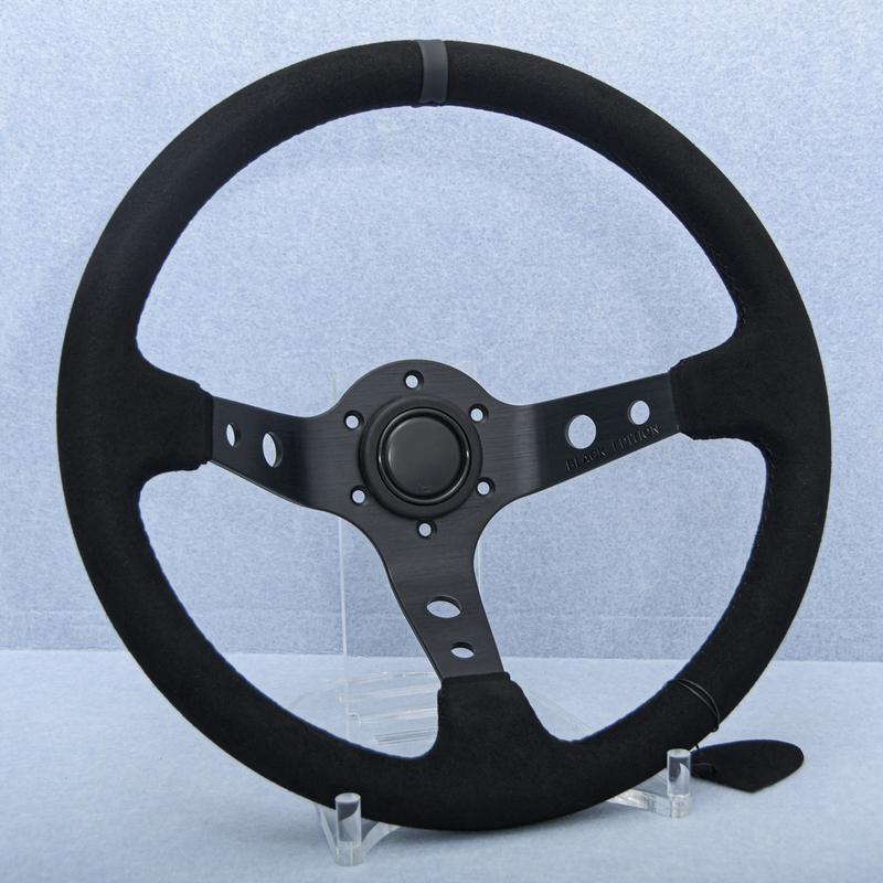 350mm 14inch Universal Drift Sport Suede Leather Steering Wheel Deep Dish JDM Black Edition Sim Racing Steering Wheel Car Parts