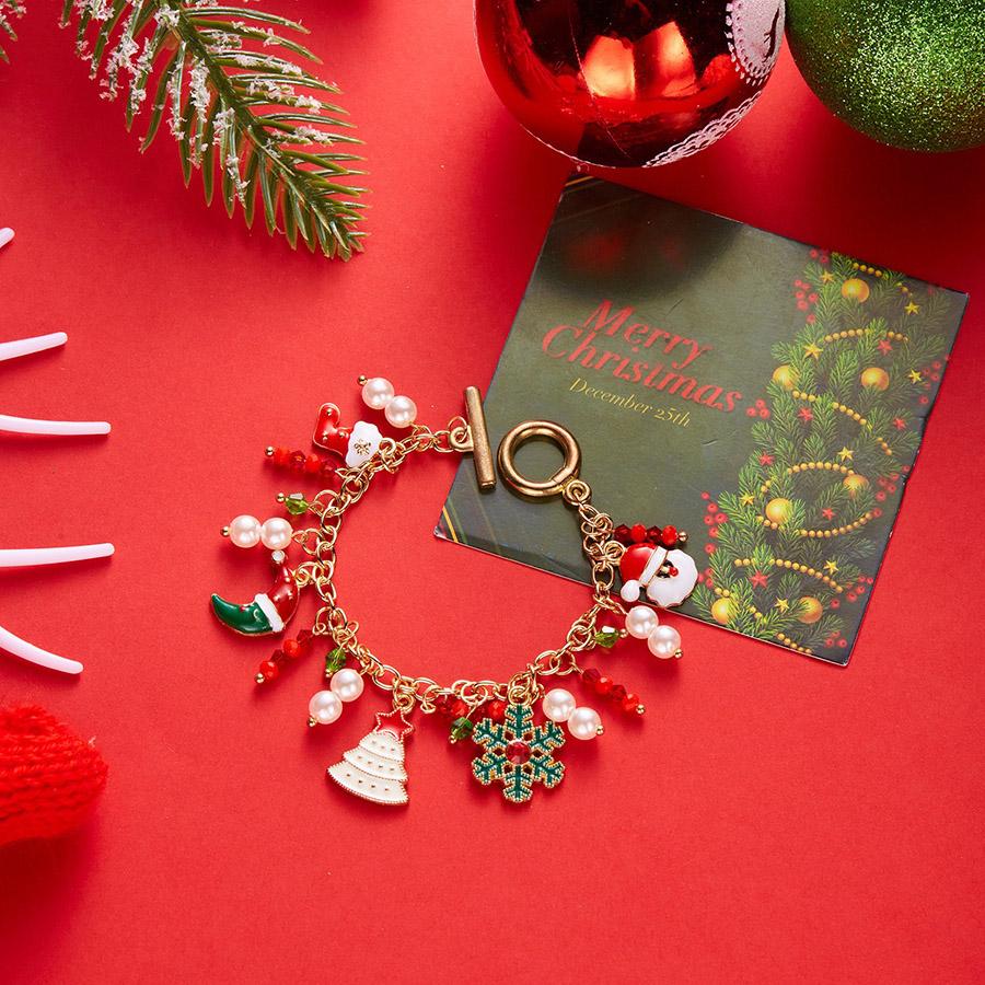 Noter New 3 Styles Christmas Bracelet Unisex Crutches Gloves Deer Socks Snowflakes Pendant Braslet Versatile Accessories Joias