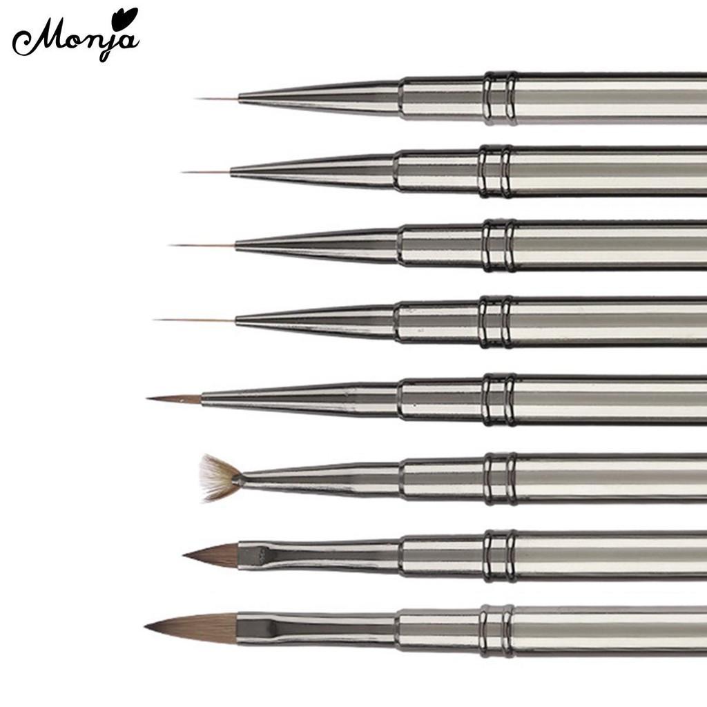 monja Кисть для дизайна ногтей, французский лайнер, акриловый УФ-гель, наращивание, 8 стилей, головка кисти, градиентная цветущая ручка для рисования цветов, инструменты для маникюра своими руками