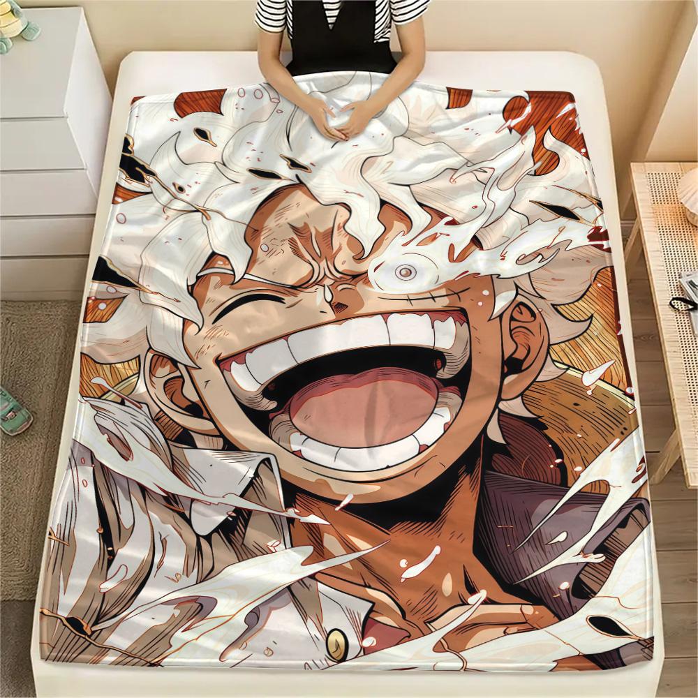 One Piece Luffy Gear 5 Collection flannel blanket, cozy flannel for sofa and bed, perfect gift choice