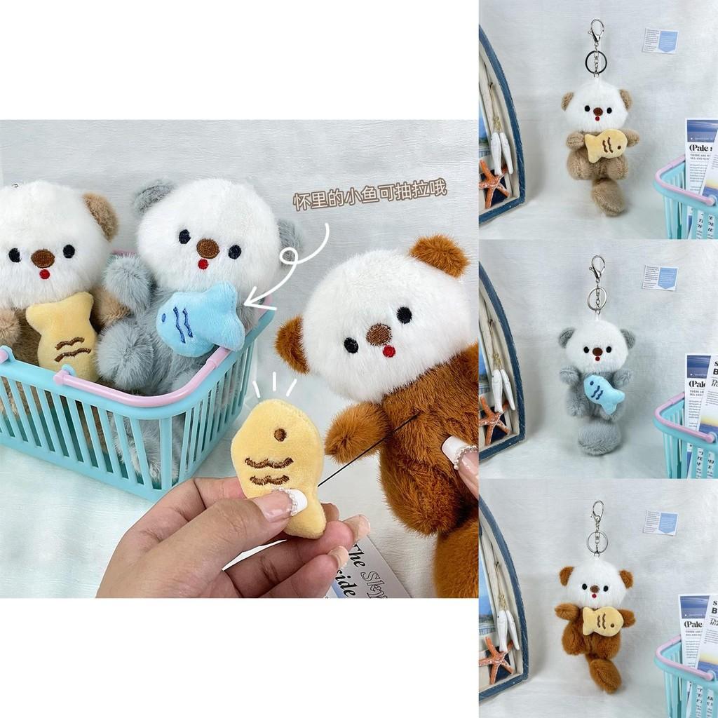 Adorable Soft Plush Otter Keychain Cute Animal Design For Kids Backpack Accessory