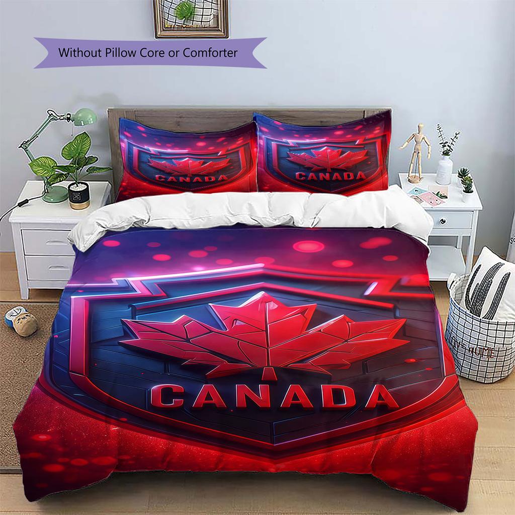 Canada Men's National Soccer Team Pattern Bedding,Quilt Set Quilt Cover Pillowcase Home Birthday Gift(1 * duvet cover + 2 * pillowcase, without core)