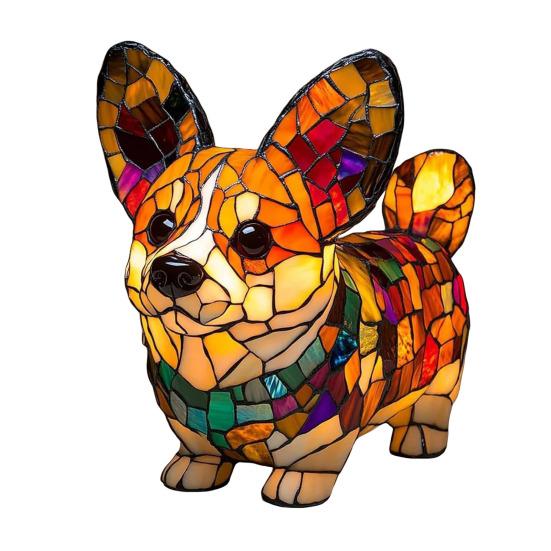 Кошачий светильник Витражное полимерное стекло Ночник Мягкое теплое свечение 3D Светодиодная настольная лампа в виде животного Декор для спальни