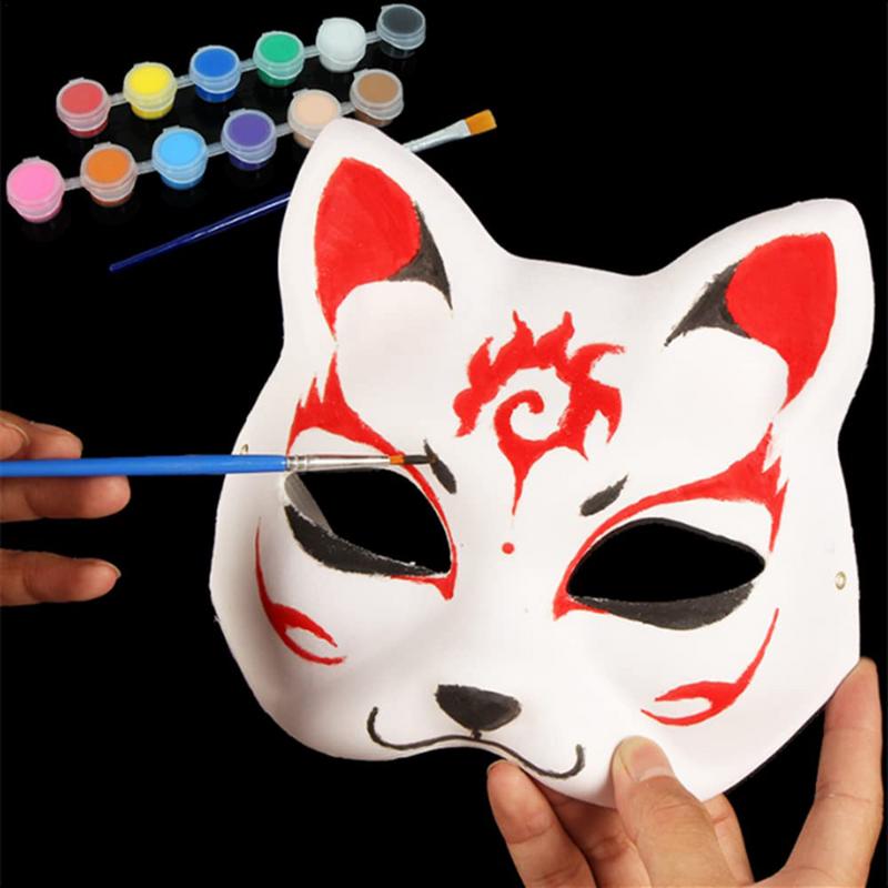Masquerade Cat Face Masks Party Animal Half Facemasks Masks Props Paintable Blank Masks Party Halloween Cosplay Accessories