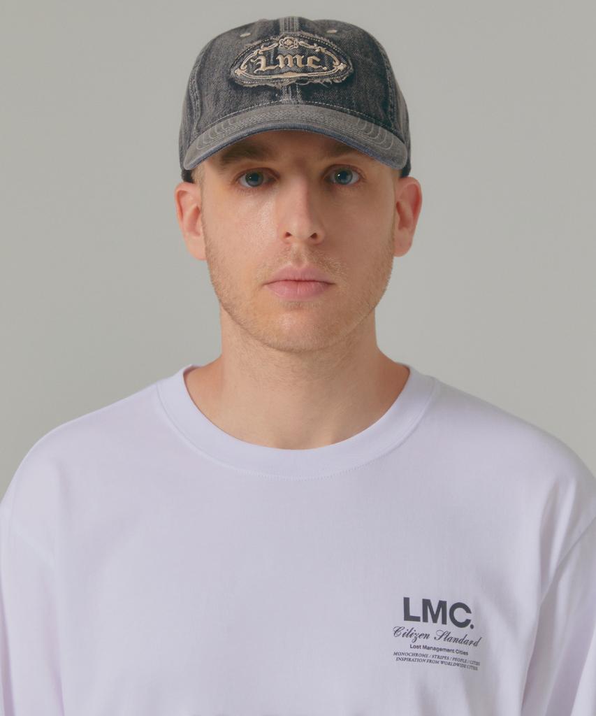 LMC Стильная темно-синяя кепка-бейсболка с 6 панелями из стираного денима в готическом стиле