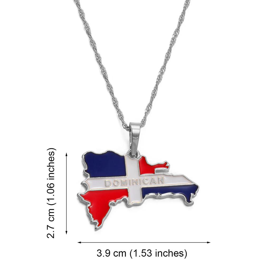 Anniyo Dominican Map Flag Pendant Necklaces Dominicans Country Map Jewelry Gold Color @076806