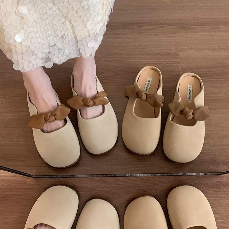 Flat-bottomed Bag Head Half Slippers Women's Shoes Wear New Spring and Summer Pregnant Women Lazy Half Tray Gentle Evening Cool Slippers