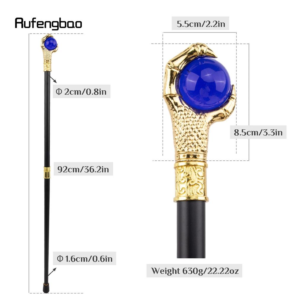 Коготь Дракона, синий стеклянный шар, Золотая трость, модная декоративная трость, ручка для трости для косплея, ручка Crosier 93 см