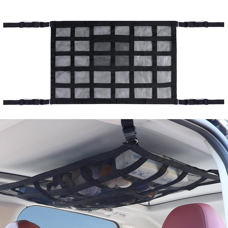 Модернизированный карман для багажной сетки на потолке автомобиля, 35,43x25,6 дюйма; Укрепите несущую способность и уменьшите провисание двухслойной сетки, органайзер для хранения на крыше автомобиля, внедорожник для грузовиков