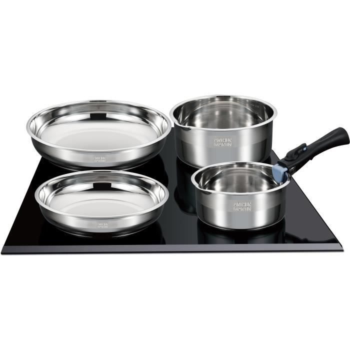 Induction Cookware Set - Arthur Martin - AM5538 - Stainless Steel - 8 Pieces - Removable Handle - All Heat Sources Including Induction