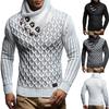 Men's Casual Solid-color Patchwork Style Long-sleeved Sweater, Men's High-neck Plaid Knitted Sweater In The Style Of A Scarf