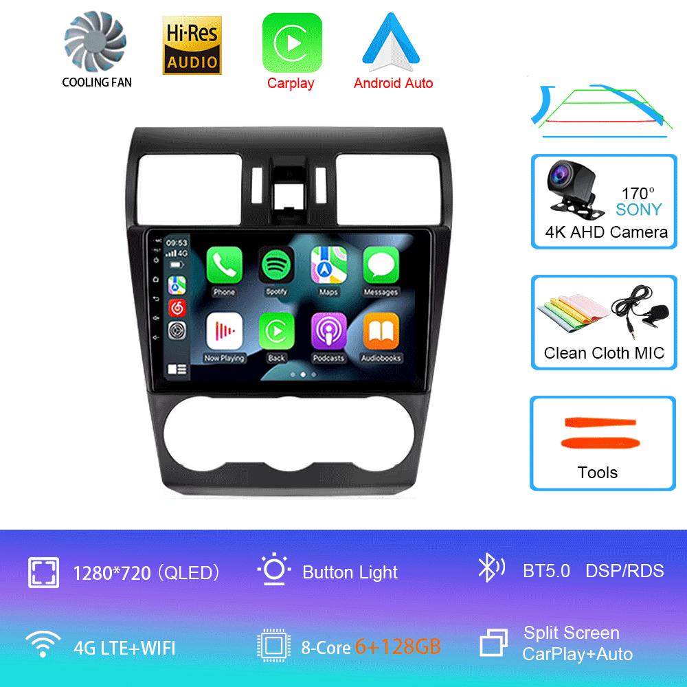 Автомобильное радио Android 14 Carplay для Subaru WRX Forester 4 SJ 2016 2017 2018 - 2022 Навигация GPS Мультимедийный проигрыватель Wi-Fi+4G BT DSP