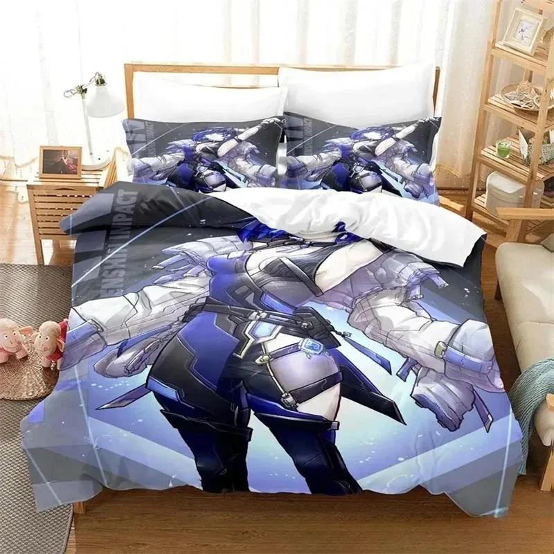 Anime Game Yelan Genshin Impact Bedding Sets Exquisite Bed Supplies Set Duvet Cover Bed Comforter Set Luxury Birthday Gift