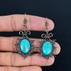 Серьги из голубой медной бирюзы ручной работы, обернутые медной проволокой 999 пробы, антикварные украшения, для подарка на помолвку