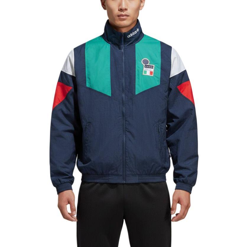 adidas Оригиналы Figc Eqt Color Block Куртка с воротником-стойкой на молнии Простая куртка с длинным рукавом Мужские куртки KG2595