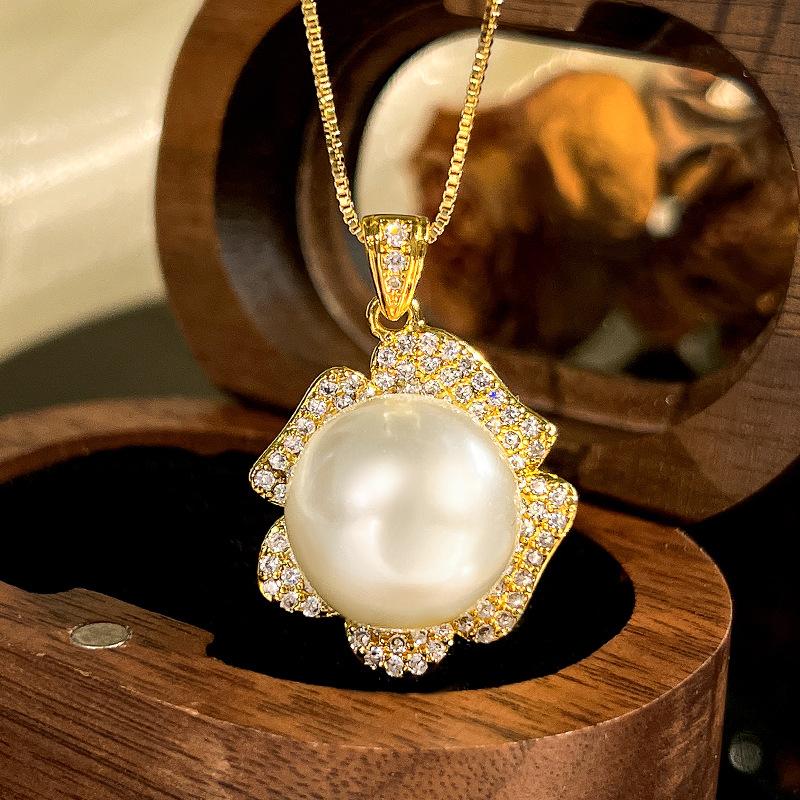 Jewelry Pearl Set Necklace Earrings Jewelry Women'S Australian White Bead Pendant Earrings Premium Sense