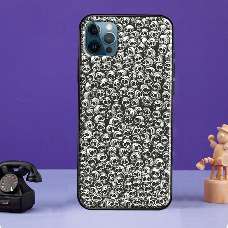 Gothic Fashion Skull Case For iPhone 11 14 Pro Max SE 2020 XR X XS Max 6S 7 8 Plus Cover For iPhone 12 13 Mini