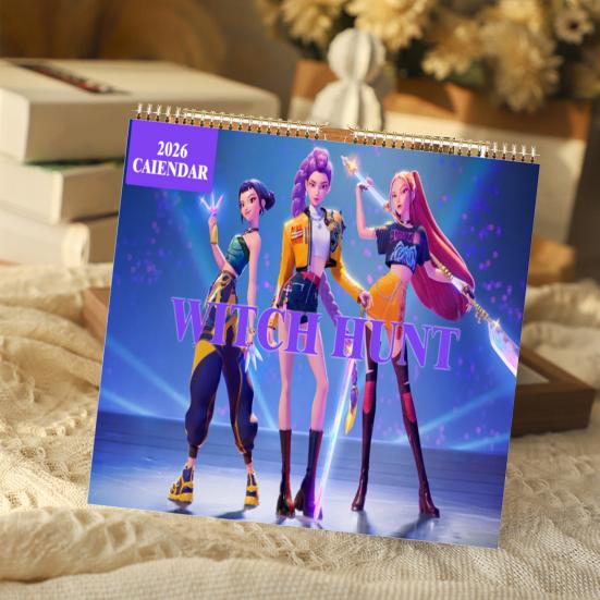 K-pop Охотники на демонов Календарь 2026 Янв. 2026 - Дек. 2026 12-месячный календарь на спирали, настенный календарь для дома и офиса