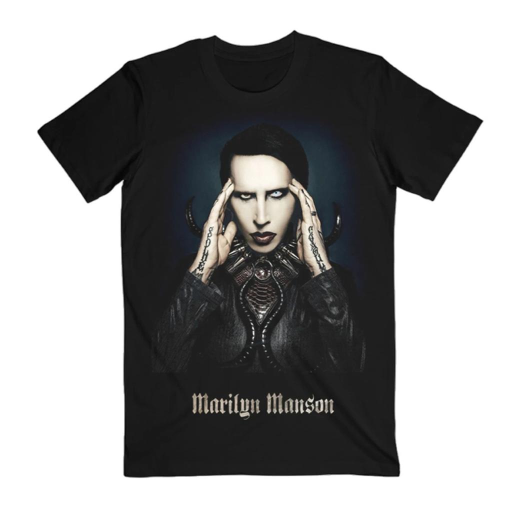 Marilyn Manson Группа Psychic Horns графика 2026 Футболка Хлопок Унисекс Мужская Женская Футболка Y2k Оверсайз Винтажная Футболка Подарки для Фанатов