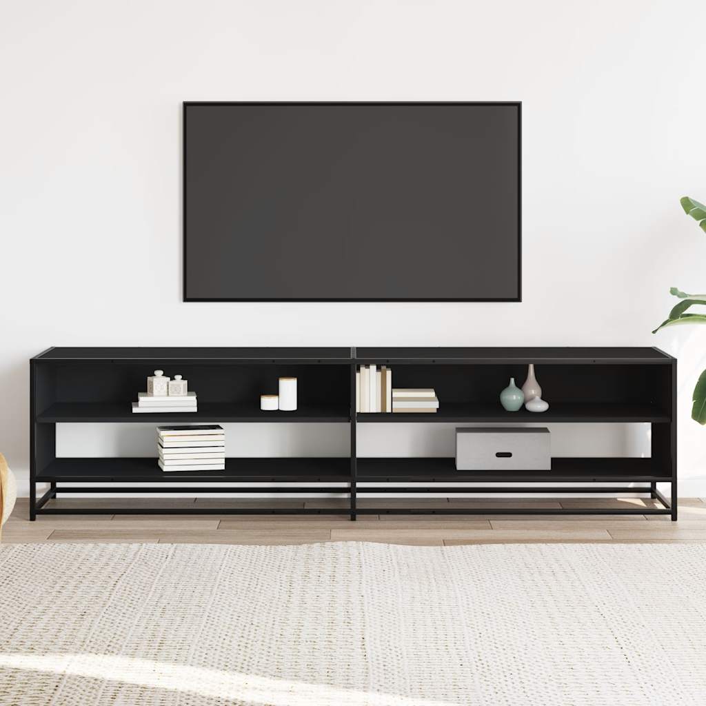 Vidaxl Szafka Pod Tv, Czarna, 180,5X40X46 Cm, Materiał Drewnopochodny