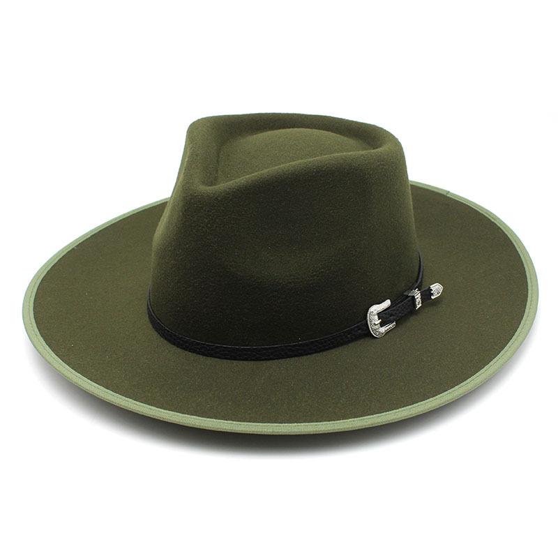 Jazz Top Men'S And Women'S Hemmed Cowboy Hat, Woolen Warm Jazz Hat