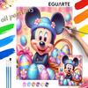 Disney Пасхальный Микки Набор для масляной живописи Ручная роспись Декор Классический стиль Декор дома, Яркие разноцветные Цветочные яйца Праздничное празднование Искусство