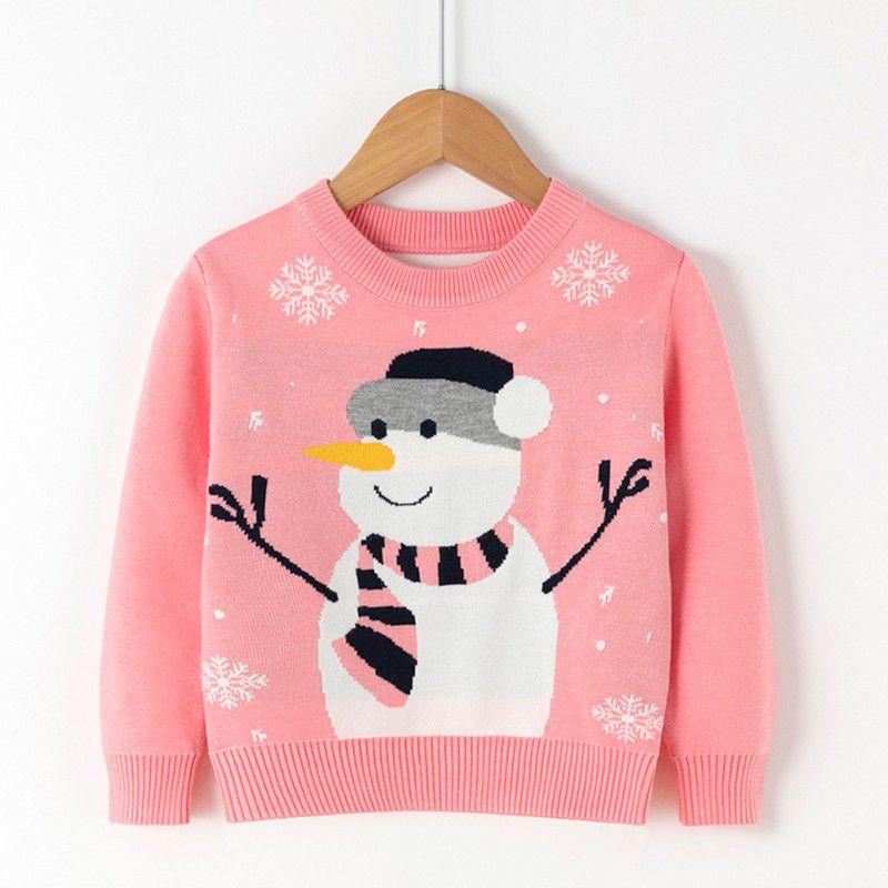 Kids Boys Girls Christmas Sweaters Cartoon Snowman Pullover For Toddler Autumn Winter Warm Long Sleeved Knit Children's Sweaters