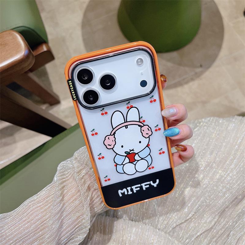 Милый мультяшный кролик Оранжевая рамка Чехол для iPhone 14/13/17/16/15 Pro Max Защита от падения