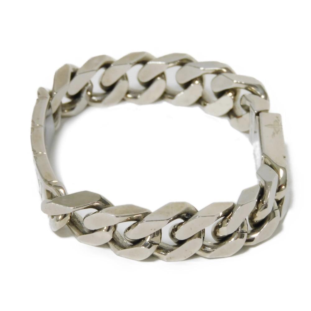Used 12564 Bracelet Chain Monogram M62486 7986 LV Logo Flower Curb Chain Metal Silver Men's from Japan AUTHENTIC