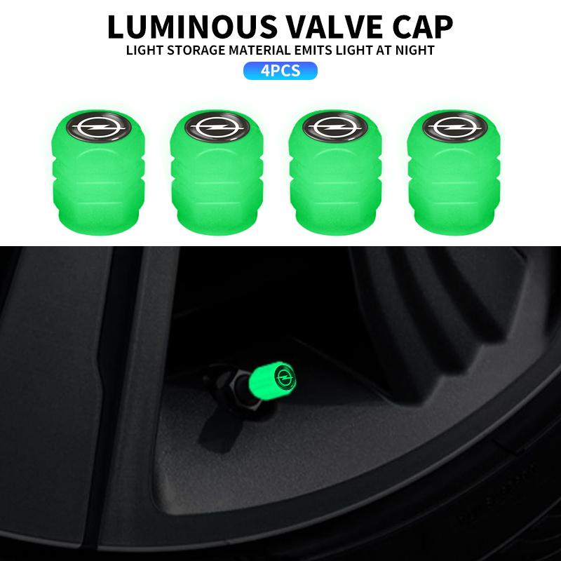VKXG1 4Pc Car Luminous Tire Valve Caps Tyre Fluorescent Accessories For Opel Corsa Astra Insignia Vectra Zafira Meriva Mokka Grandland