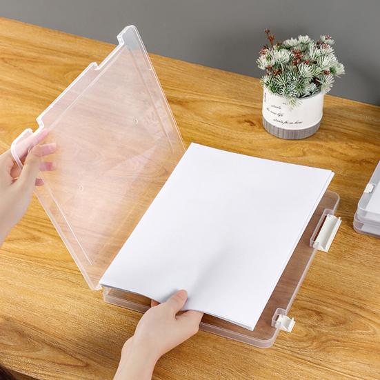Коробка для файлов с крышкой Видимая конструкция с пряжкой Хорошая гибкость Легко чистится Пыленепроницаемый Прозрачный футляр для бумажных файлов формата A4 Офисные принадлежности