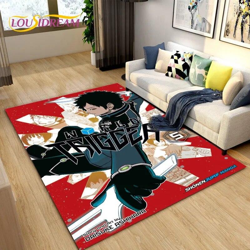 World Trigger Аниме Мультфильм Коврик, Коврик для гостиной Спальня Диван Коврик Украшение, Дети играют Нескользящий напольный коврик