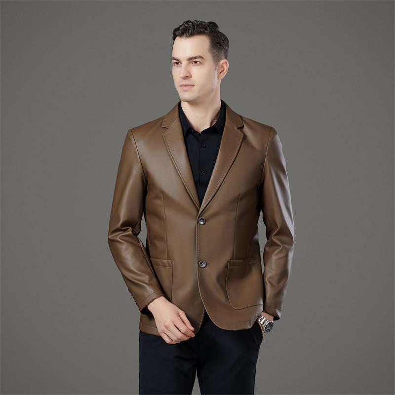 Men's Genuine Leather Jacket Autumn and Winter New High-end Business Casual Temperament Fashionable Windproof Leather Jacket