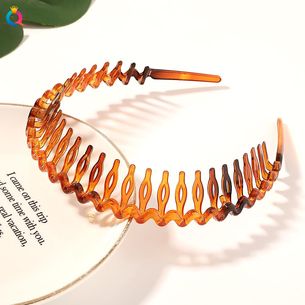 Нескользящая зубчатая повязка на голову с нажимом на волосы, челка, сломанная повязка на голову, простая черная коричневая повязка на голову для женщин