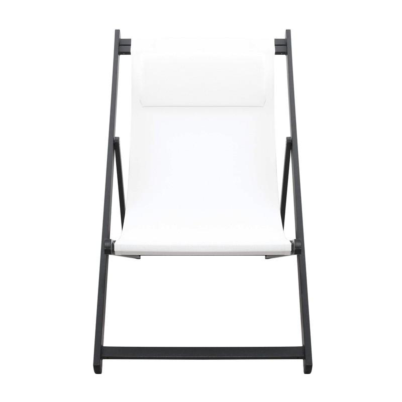 Chili2 Складной алюминиевый шезлонг с откидной спинкой Белый + темно-серый