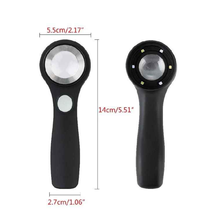 Лупа для глаз 60X увеличительное стекло со светодиодной/УФ-подсветкой, перезаряжаемая увеличительная линза