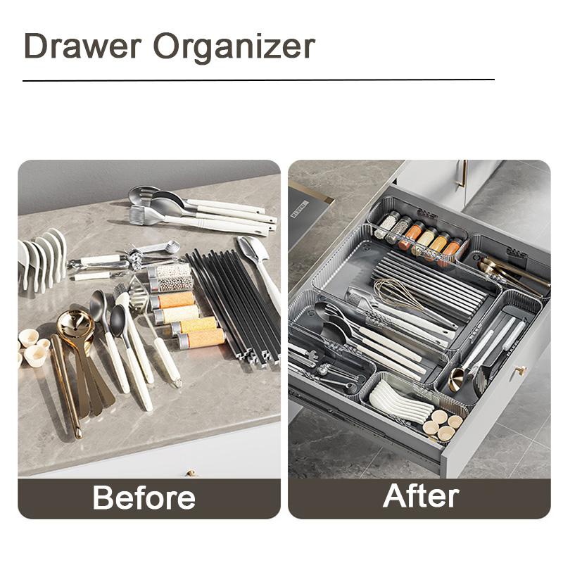 Органайзер для выдвижного ящика для столовых приборов Регулируемая корзина для хранения столовых приборов Разделитель для хранения столовых приборов Органайзер для косметики