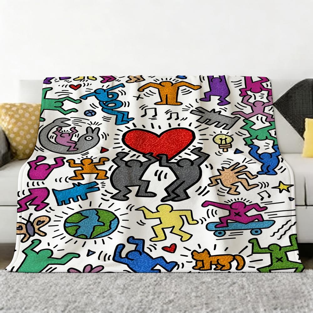 Artist K-Keith H-Haring Throw Soft Cozy Flannel Throw Blanket for Sofa Bedroom and More