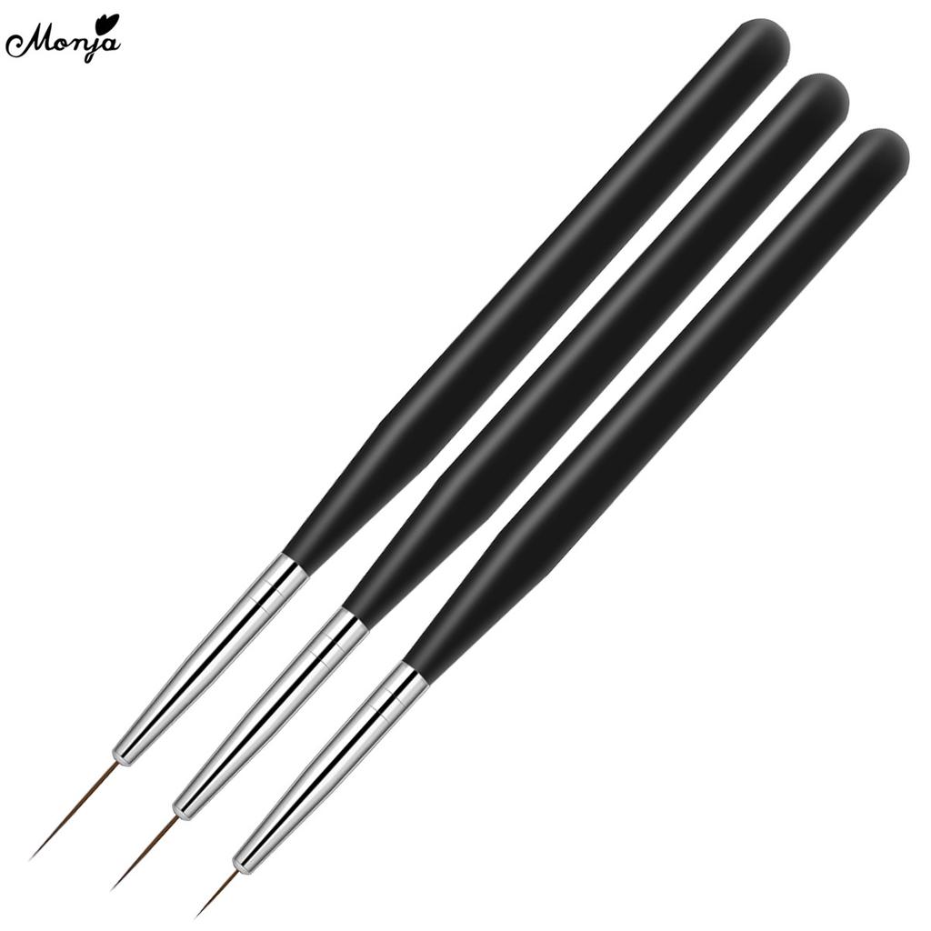 monja 3 шт./компл. кисти для ногтей, французские полоски, линии, лайнер, узор, салон, сделай сам, кисточка для рисования, ручка, инструмент для дизайна маникюра