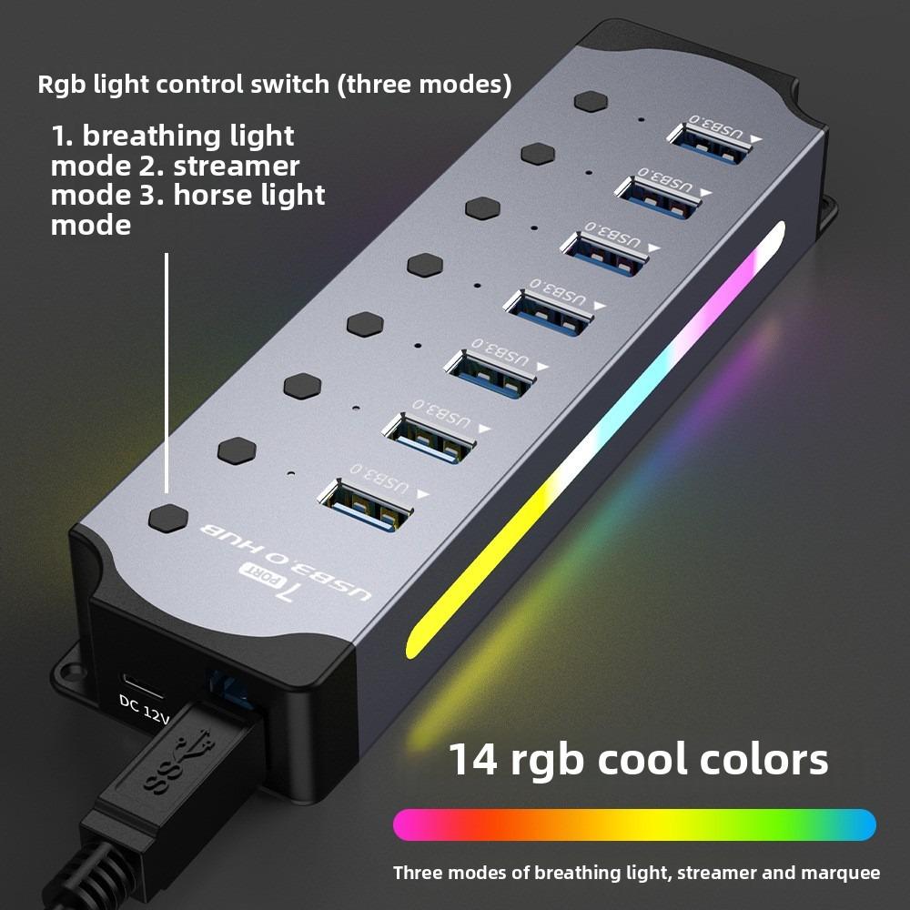 Крутой USB 3.0 концентратор 7 портов алюминиевый сплав разветвитель ПК расширитель высокоскоростная передача данных