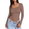 European & American Women's Slim-fit Milk Silk Long-sleeve Navel-baring T-shirt - Autumn Fashion Pullover.